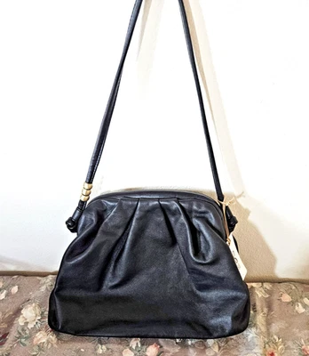 Hobo International Adalyn Frame Black Leather Shoulder Bag 13x10.5" NEW - Image 1 of 4