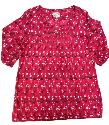 Mantaray Floral Print Top Tunic Cerise Pink 3/4 Sleeve Size 16 - Image 1 of 4