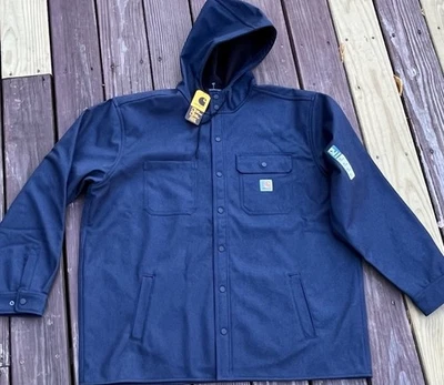 NWT CARHARTT Rain Defender Jacket Men's 2XL Navy Blue lined Coat Hooded XX-Large - Image 1 of 4