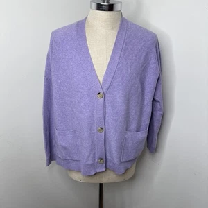 J Jill 2X Cardigan Sweater Purple Cotton Knit Pockets Long Sleeve V Neck Buttons - Picture 1 of 8