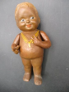 Badende BABYKNOSPE von EFFANBEE um 1918 ethnische braun schwarze Puppe 7 Zoll Zusammensetzung selten - Bild 1 von 10