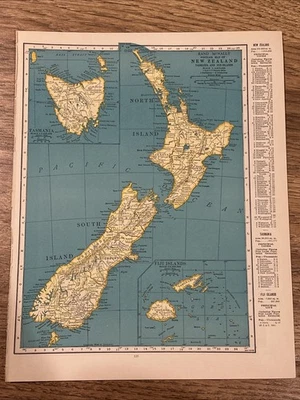 "Antiguo mapa de Nueva Zelanda 1944 14""x11""" Foto 1 de 4