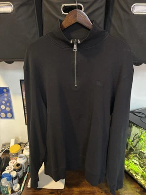 Suéter Pullover Burberry Brit Para Hombre Negro Talla XXL Cuello Simulado 1/4 Cremallera Foto 1 de 4