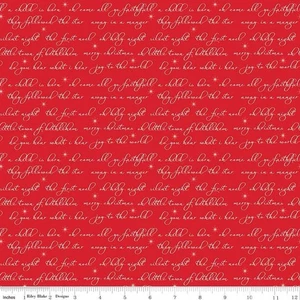 6 Yards Riley Blake Glisten C16226 Red Christmas Text Fabric by Sandy Gervais - Picture 1 of 4