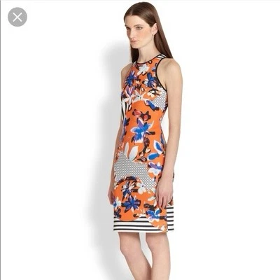 Vestido Clover Canyon Mujer Talla Pequeña Naranja Floral Buceo Neopreno Bodycon Foto 1 de 4