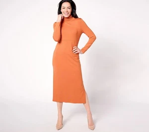 Women with Control Sz L Petite Finespun Jersey Tummy Control Midi Dress A623040 - Picture 1 of 5