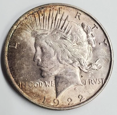 1922-D Peace Silver Dollar W/NICE ORIGINAL TONING AU/BU - Image 1 of 3
