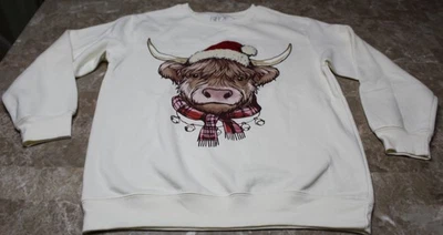 Linda Sudadera Freeze Mujer Mediana Vaca Navidad Papá Noel Sombrero Bufanda Pullover Foto 1 de 4