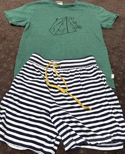 Boys Peter Alexander Off The Grid Pyjama Set Size 10 Shorts Tshirt Camping Tent - Picture 1 of 5