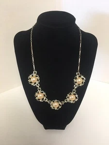 Vintage 20” Necklace Faux Pearls Slivertone 1950-1960s Beautiful - Picture 1 of 8