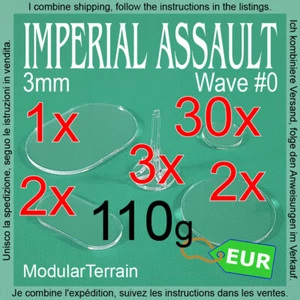 Imperial Assault Wave #0 3mm Clear Acrylic 25mm 50mm Round 25x50mm 50x75mm Bases - Imagen 1 de 6