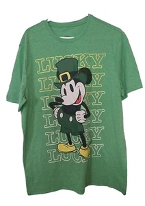 Men's St. Patrick's Day Mickey Mouse Lucky Green Graphic T-Shirt - Picture 1 of 3