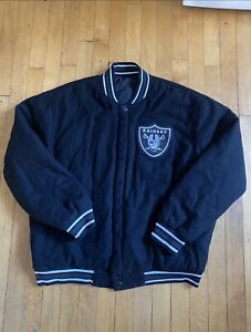 Oakland RAIDERS Gray Wool Reversible Jacket with Embroidered logos applique- NFL