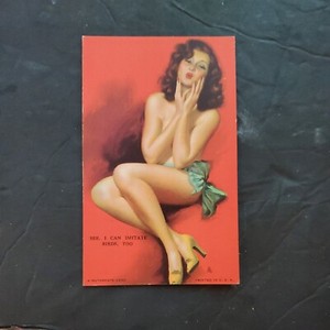 MUTOSCOPE CARD ARTIST PINUP GIRLS "SEE I CAN IMITATE...  UNCIRCULATED EXHIBIT 