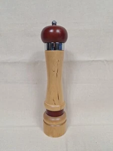 Wm. Bounds Wooden Pepper Grinder Mill Adjustable Grind 2-Tone Wood 12" Tall - Picture 1 of 13