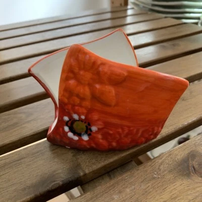 Bassano Ceramica Portatovaglioli 8CM Papaveri Motivo Di Italia Nuovo Handgemalt - Immagine 1 di 4