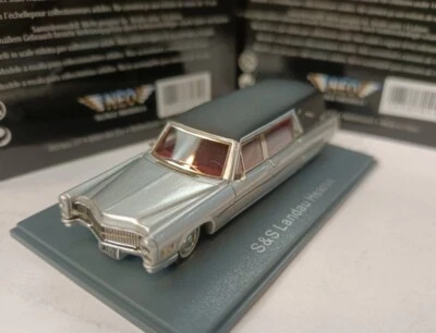 Neo 1/87 Scale Resin car model Cadillac S＆S Landau Hearse Silver - Image 1 of 4