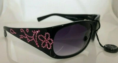 Jimmy Crystal NY Black Sunglasses with Pink Swarovski Crystals Style #GL838 - Image 1 of 4