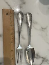 Antique Dutch Sterling Silver Baby Youth set fork & Spoon c1886