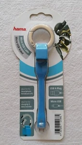 Micro-USB-Kabel Hama, Schlüsselanhänger, Blau, NEU und OVP - Bild 1 von 2