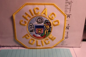 police patch   CHICAGO POLICE ILLINOIS YELLOW LETTERING AND BORDERS - Picture 1 of 1