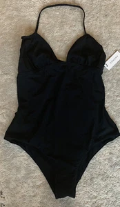 NEW Anemos Black Backless Halter 1 Piece Swimsuit XL - Picture 1 of 7