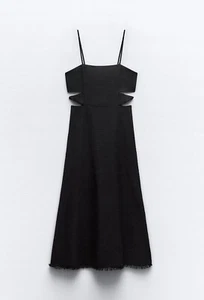 Zara Women Midi Slip Dress Cut Out Detail Black NYE New Years M, Size XS - Picture 1 of 5