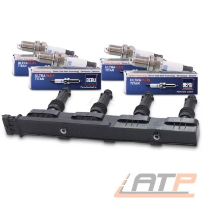 ZÜNDSPULE + 4xBERU ZÜNDKERZE FÜR OPEL AGILA ASTRA CORSA C D MERIVA TIGRA 1.2 1.4 - Bild 1 von 4