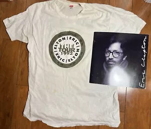 VTG 1992 Elton John Eric Clapton The Two Tour White T Shirt w/Book Mens Sz XL - Picture 1 of 15
