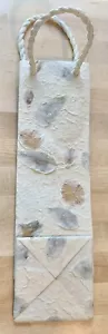 GORGEOUS HANDMADE TEXTURED MULBERRY PAPER LEAVES & PETAL BOTTLE BAG 12 x 4 x 4 - Picture 1 of 8
