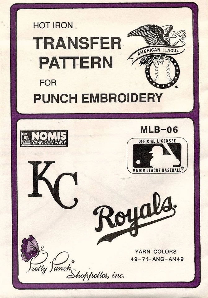  1980's VTG Punch Embroidery Royals Transfer Pattern MLB-06 - Image 1 of 1