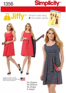 1356 Easy to Sew Women'S Reversible Wrap Dress Sewing Pattern, Sizes 14-22 - Picture 1 of 6