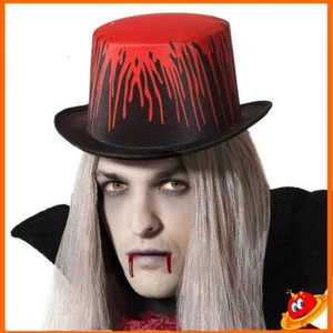 TRAVESTIMNETO HALLOWEEN CAPPELLO CILINDRO SANGUE CONTE DRACULA VAMPIRO - Imagen 1 de 1