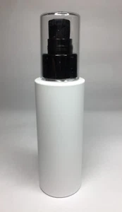 100ml White Cylindrical PET Plastic Bottles With Black Cream Pump *ANY AMOUNT* - Picture 1 of 2