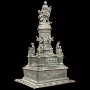 GRAND TOUR CRISTOFORO ANTICO COLOMBO BRONZO GENOVA ITALIA 1800 - Foto 1 di 13