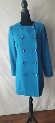 Abrigo blazer largo con botones azul de doble botonadura Shoshanna para mujer talla 8 Foto 1 de 4