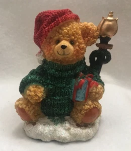 Estatuilla de oso de Navidad de 4,5" multicolor brillante poste de lámpara regalos - Imagen 1 de 6