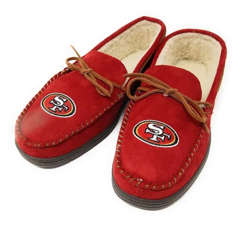 NFL San Francisco 49ers Men's Sherpa Lining Moccasin Slippers-Size 13-14 Cover