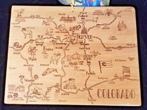 Lasergeätzt Destination Colorado Bambus Servierbrett 14-1/2" x 10" x 5/8" - Bild 1 von 5