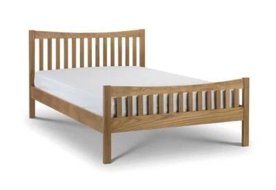 Julian Bowen Bergamo Low Sheen Lacquer Solid Oak Wooden Bed 4FT6 Double 5FT King - Image 1 of 2