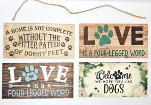 Paw & Doggy Love Wooden Signs 4" x 8" Home Decor for Wall or Easel - Picture 1 of 6