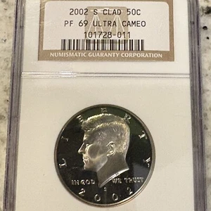 2002-S PROOF CLAD KENNEDY HALF DOLLAR NGC PF69 ULTRA CAMEO - Picture 1 of 4