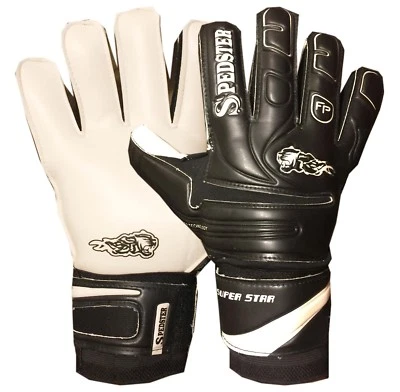 SPEDSTER Titanun Superstar Black Goalie Glove Soccer sizes 2-11 FINGER protected