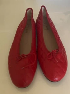 FS/NY WOMEN'S RED QUILTED PATENT LEATHER BALLET SHOES Size M 7-8 (C995) - Picture 1 of 2