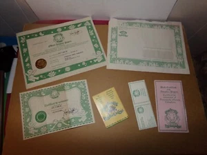 CABBAGE PATCH KIDS coleco girl birth cert AS SEEN canada - Picture 1 of 1
