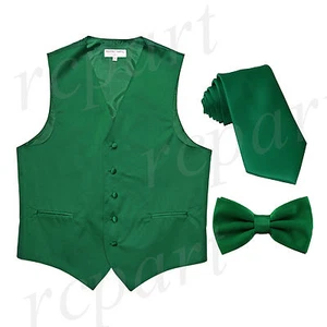 Nuevo Para hombres Verde Esmeralda Chaleco Formal Esmoquin_Corbata y Pajarita Conjunto Fiesta - Imagen 1 de 4