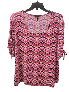 Top Sami & Jo Plus para mujer 3X rosa negro texturizado elástico manga acanalada 3/4 - Imagen 1 de 15