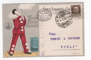 BOLONIA ITALIA 1932 TALCO EN POLVO ANUNCIO POSTAL CON PIERROT HERMOSA - Imagen 1 de 2