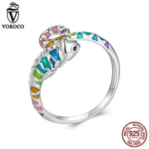 VOROCO 925 Plata Esterlina 925 Camaleón Anillo para Dedo Apertura para Mujer Regalo Joyería - Imagen 1 de 16
