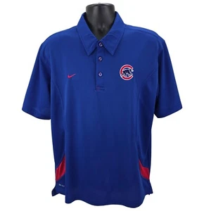 Chicago Cubs Polo Shirt Men's Large Nike Dri-Fit Blue Baseball NIKE-BSBL Golf - Picture 1 of 8